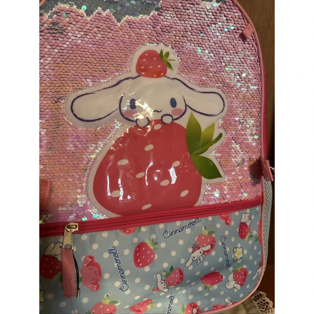 Sanrio Cinnamoroll backpack featuring a Strawberry sequin design